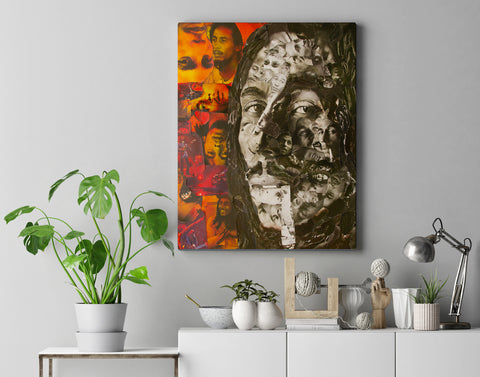 Bob Marley Collage Canvas Print - multymedia