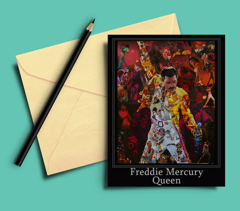 Freddie Mercury of Queen Collage Greeting Card - multymedia