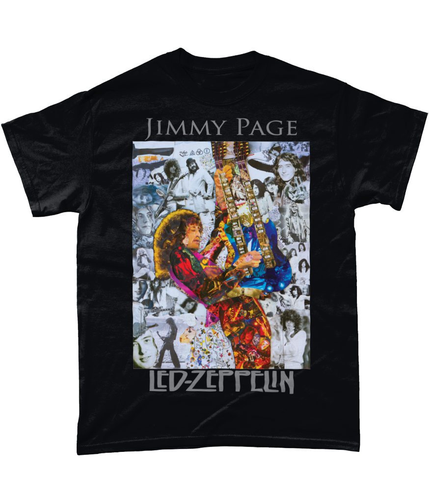 Led Zeppelin Jimmy Page Collage Short-Sleeve T-Shirt - multymedia