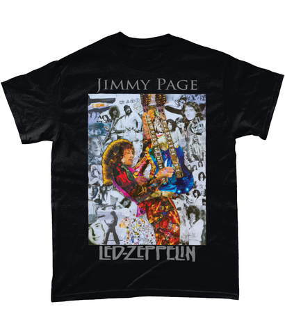 Led Zeppelin Jimmy Page Collage Short-Sleeve T-Shirt - multymedia
