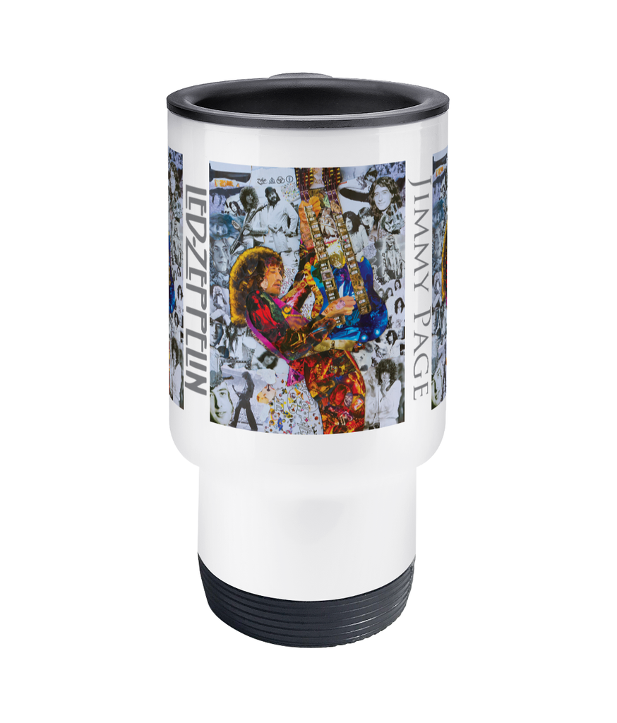 Jimmy Page Led Zeppelin Collage Travel Mug 14oz - multymedia