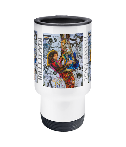 Jimmy Page Led Zeppelin Collage Travel Mug 14oz - multymedia
