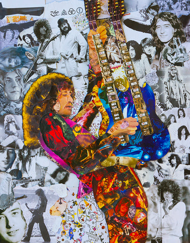 Led Zeppelin Jimmy Page Collage Poster - multymedia