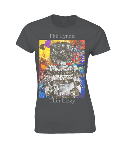 Thin Lizzy Phil Lynott Collage Womens T Shirt
