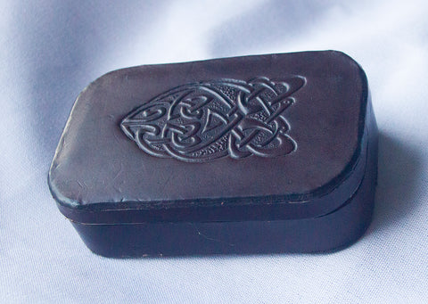 Celtic Heart Leather Covered Tin