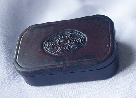 Celtic Spiral Leather Covered Tin