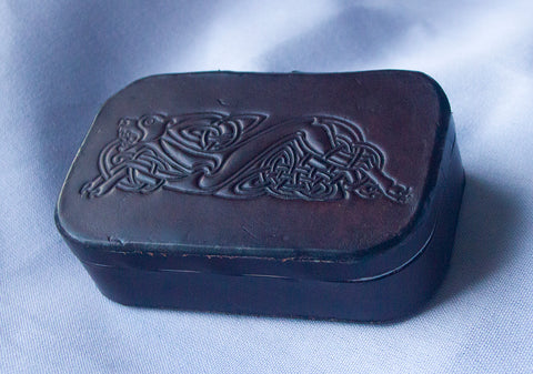 Celtic Dog Leather Covered Tin