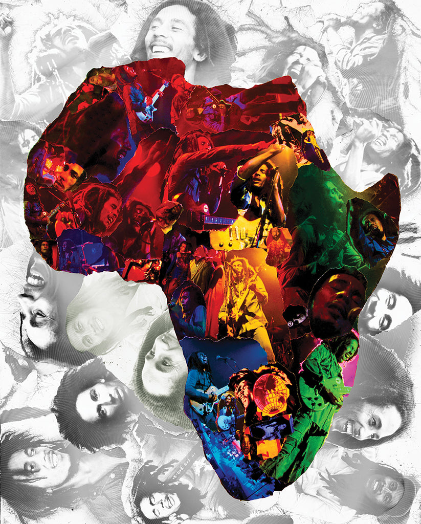 Bob Marley Africa Collage Poster - multymedia