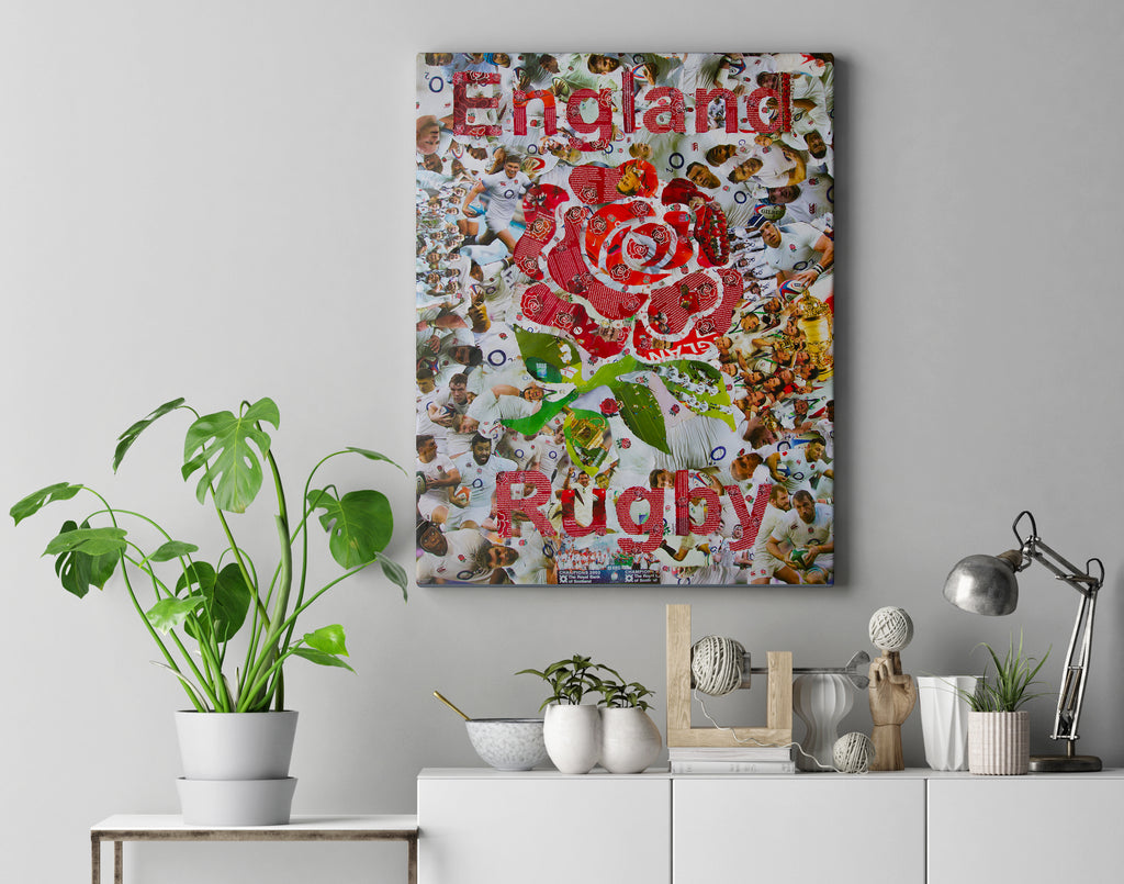 England Rugby Collage Canvas Print - multymedia