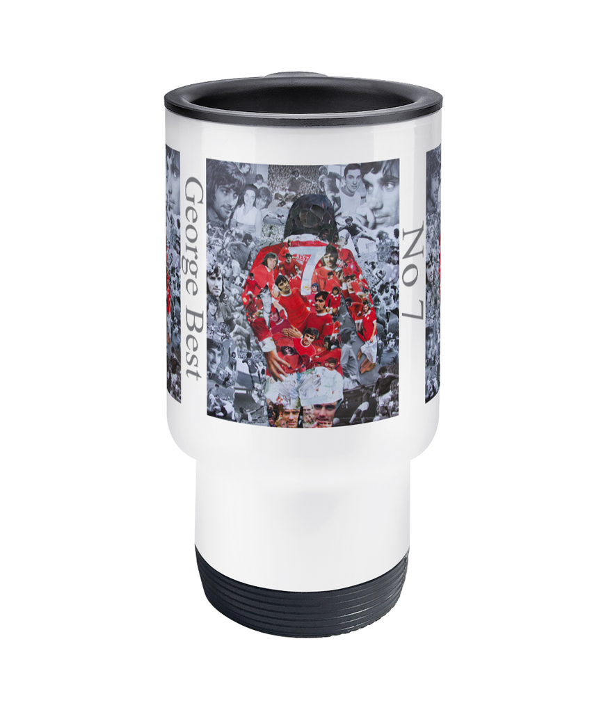 George Best Collage Travel Mug 14oz - multymedia